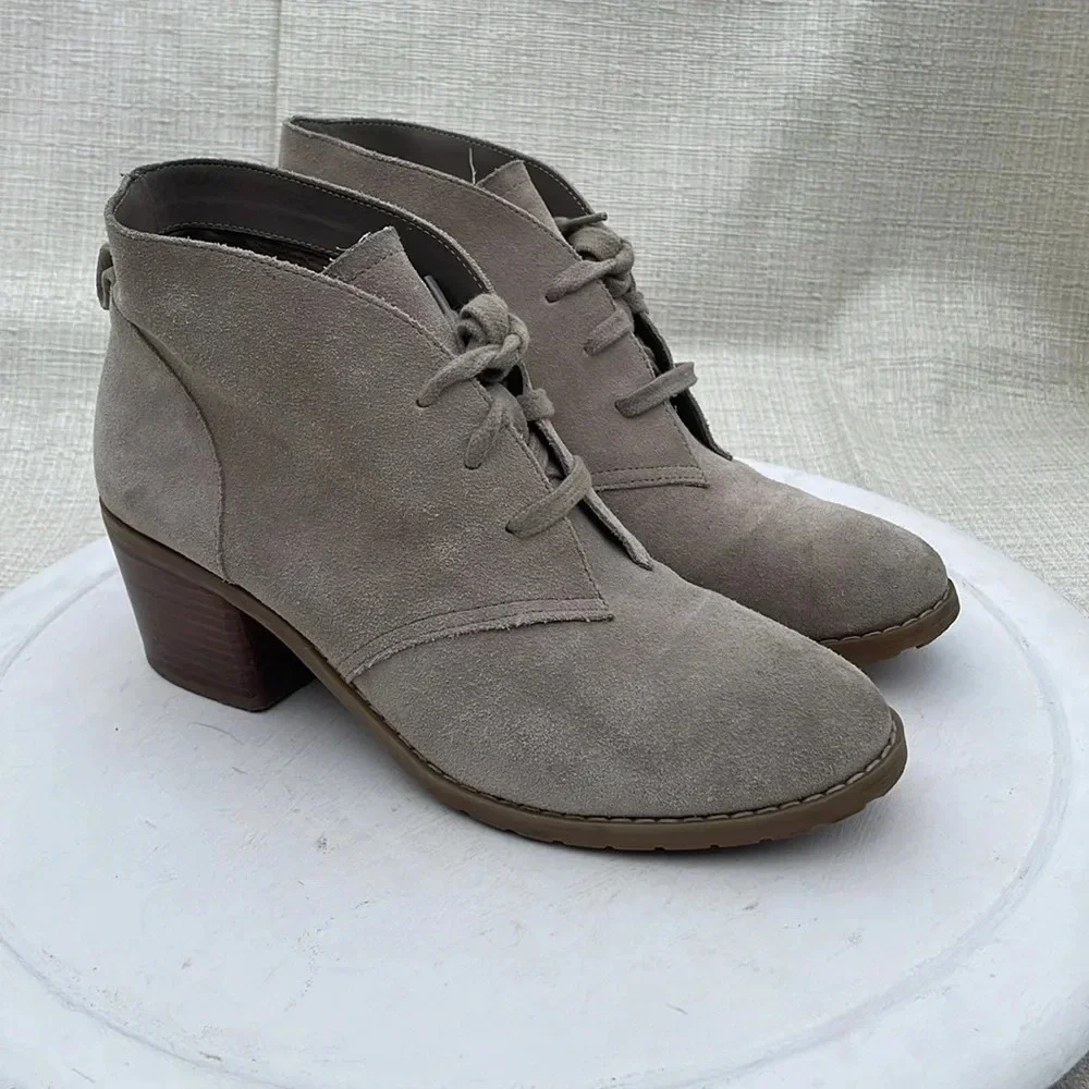 Susina Taupe Suede Lace Up Ankle Boots